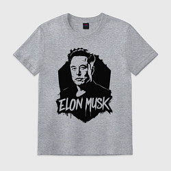 Футболка хлопковая мужская Орнамент Илона Маска, цвет: меланж