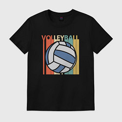 Футболка хлопковая мужская Volleyball colors, цвет: черный