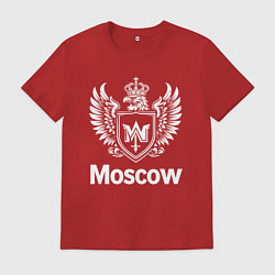 Футболка хлопковая мужская Москва орел в короне с буквой М, цвет: красный