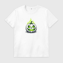 Футболка хлопковая мужская Halloween pumplin, цвет: белый