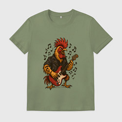 Мужская футболка Петух гитарист рокер