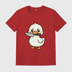 Футболка хлопковая мужская Утенок с ножом, цвет: красный