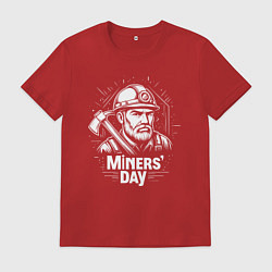 Футболка хлопковая мужская День шахтера, цвет: красный