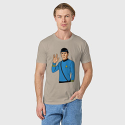 Футболка хлопковая мужская Стартрек Спок, цвет: миндальный — фото 2