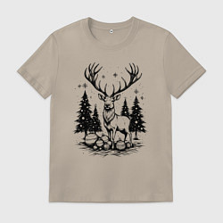 Мужская футболка Олень в новогоднем лесу