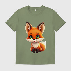 Мужская футболка Пушистая радость: Лисёнок в мультяшном стиле
