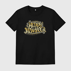 Футболка хлопковая мужская New year happy, цвет: черный