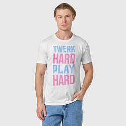 Футболка хлопковая мужская Twerk Hard, цвет: белый — фото 2