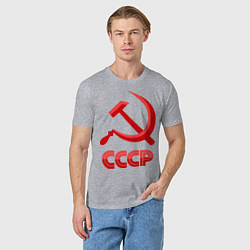 Футболка хлопковая мужская СССР Логотип, цвет: меланж — фото 2