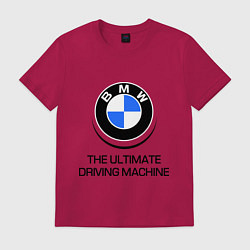 Футболка хлопковая мужская BMW Driving Machine, цвет: маджента