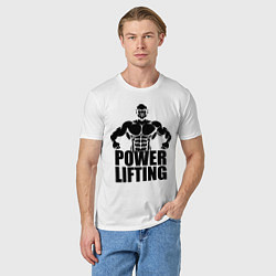 Футболка хлопковая мужская Powerlifting, цвет: белый — фото 2