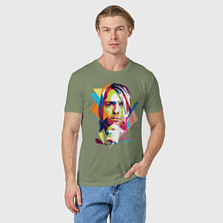 Футболка хлопковая мужская Kurt Cobain: Colors, цвет: авокадо — фото 2