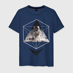 Футболка хлопковая мужская Геометрический астронавт, цвет: тёмно-синий