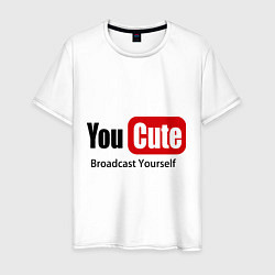 Футболка хлопковая мужская Youcute broadcast yourself, цвет: белый