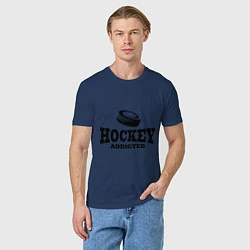 Футболка хлопковая мужская Hockey addicted, цвет: тёмно-синий — фото 2