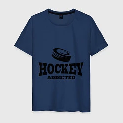 Футболка хлопковая мужская Hockey addicted, цвет: тёмно-синий