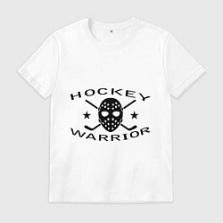 Футболка хлопковая мужская Hockey warrior, цвет: белый