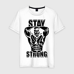 Футболка хлопковая мужская Stay strong, цвет: белый