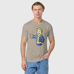Футболка хлопковая мужская Fallout vault boy, цвет: миндальный — фото 2