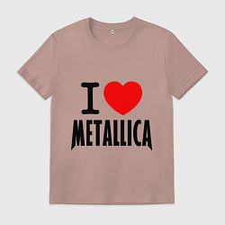 Футболка хлопковая мужская I love Metallica, цвет: пыльно-розовый