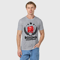 Футболка хлопковая мужская Boxing Champions, цвет: меланж — фото 2