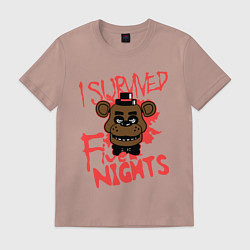 Футболка хлопковая мужская I Survived Five Night, цвет: пыльно-розовый