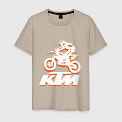 Футболка хлопковая мужская KTM белый, цвет: миндальный