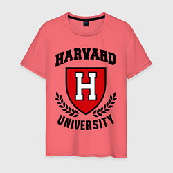 Футболка хлопковая мужская Harvard University, цвет: коралловый