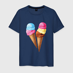 Футболка хлопковая мужская Мороженое, цвет: тёмно-синий