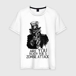 Футболка хлопковая мужская Zombie attack, цвет: белый