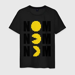 Футболка хлопковая мужская Pac-Man: Nom nom, цвет: черный