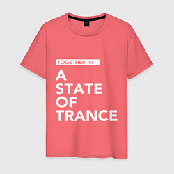 Футболка хлопковая мужская Together in A State of Trance, цвет: коралловый