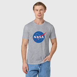 Футболка хлопковая мужская NASA: Logo, цвет: меланж — фото 2