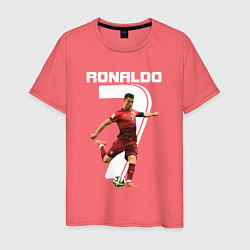 Футболка хлопковая мужская Ronaldo 07, цвет: коралловый