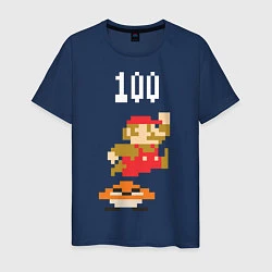 Футболка хлопковая мужская Mario: 100 coins, цвет: тёмно-синий