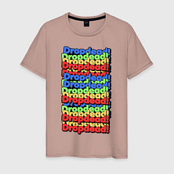 Футболка хлопковая мужская DropDead надписи, цвет: пыльно-розовый