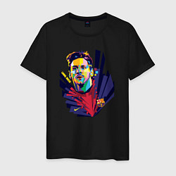 Футболка хлопковая мужская Messi Art, цвет: черный