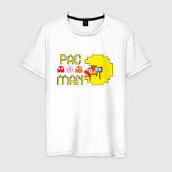 Футболка хлопковая мужская Pac-Man: Breakfast, цвет: белый