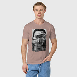 Футболка хлопковая мужская Абстракция Дали, цвет: пыльно-розовый — фото 2