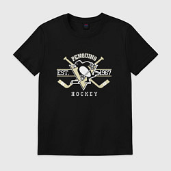 Футболка хлопковая мужская Pittsburgh Penguins: Est.1967, цвет: черный