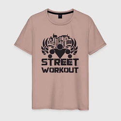 Футболка хлопковая мужская Street workout, цвет: пыльно-розовый