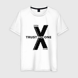 Футболка хлопковая мужская Trust no one, цвет: белый