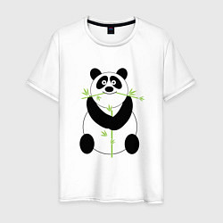 Футболка хлопковая мужская Весёлая панда, цвет: белый