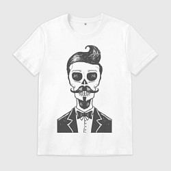 Футболка хлопковая мужская Скелет, цвет: белый