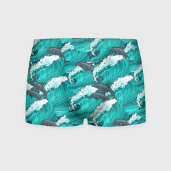 Трусы-боксеры мужские Лазурные дельфины, цвет: 3D-принт