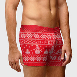 Трусы-боксеры мужские Новогодний Егор ugly sweater со снеговиками, цвет: 3D-принт — фото 2
