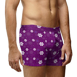 Трусы-боксеры мужские Узор цветы на фиолетовом фоне, цвет: 3D-принт — фото 2