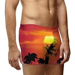 Трусы-боксеры мужские Пальмы на фоне моря, цвет: 3D-принт — фото 2