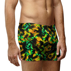 Трусы-боксеры мужские Абстрактный желто-зеленый узор, цвет: 3D-принт — фото 2