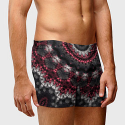 Трусы-боксеры мужские Красно-черный мозаичный узор, цвет: 3D-принт — фото 2